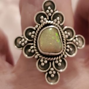 925 sterling silver artisan opal ring
